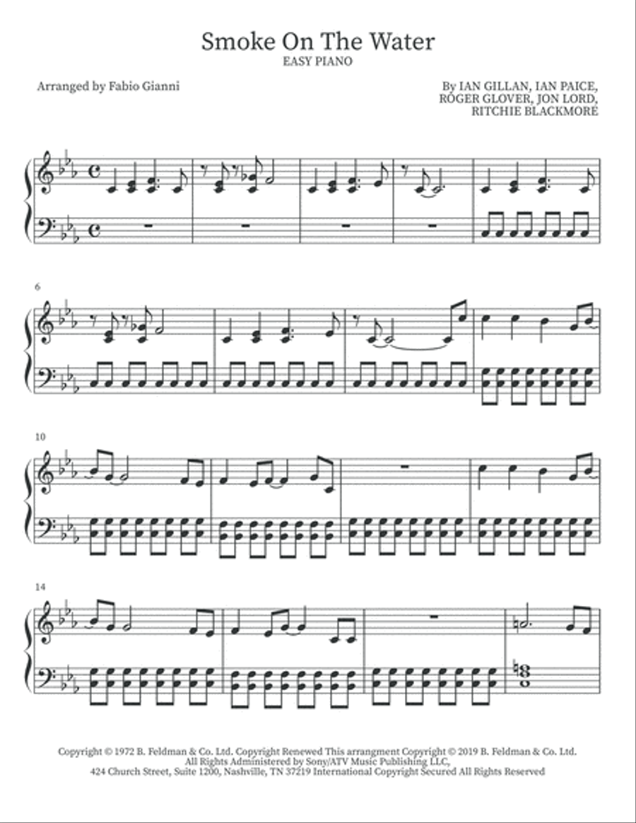 Smoke On The Water Easy Piano scores gallery preview page 2