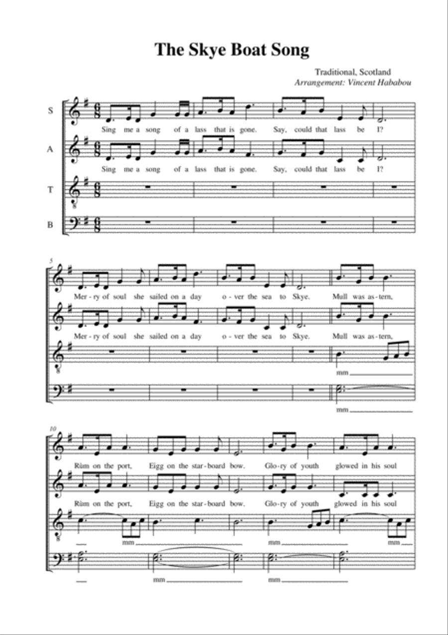 The Skye Boat Song 4-Part scores gallery preview page 1