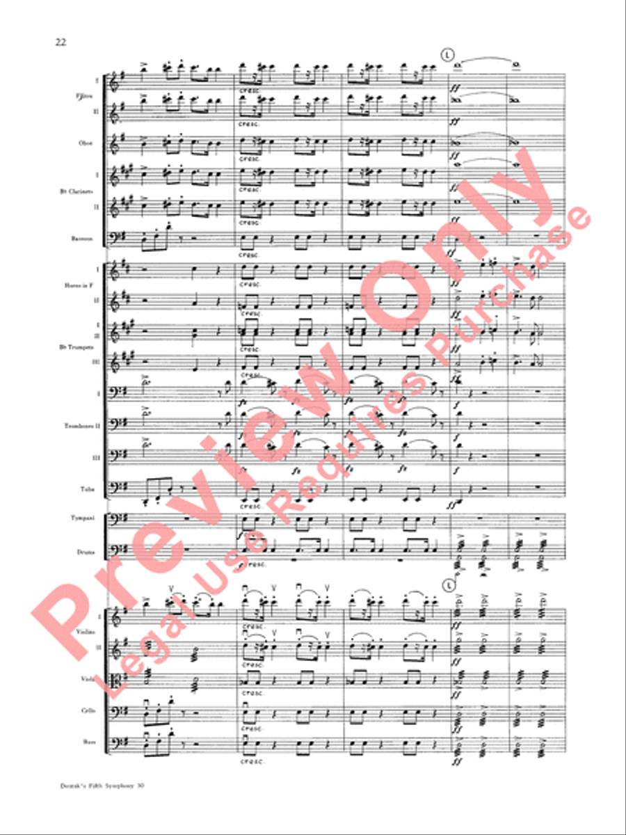 Dvorák's Fifth Symphony (New World, Fourth Movement) Full Orchestra scores gallery preview page 23