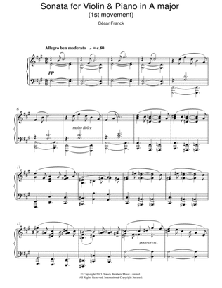 Book cover for Sonata For Violin & Piano In A Major, 1st Movement