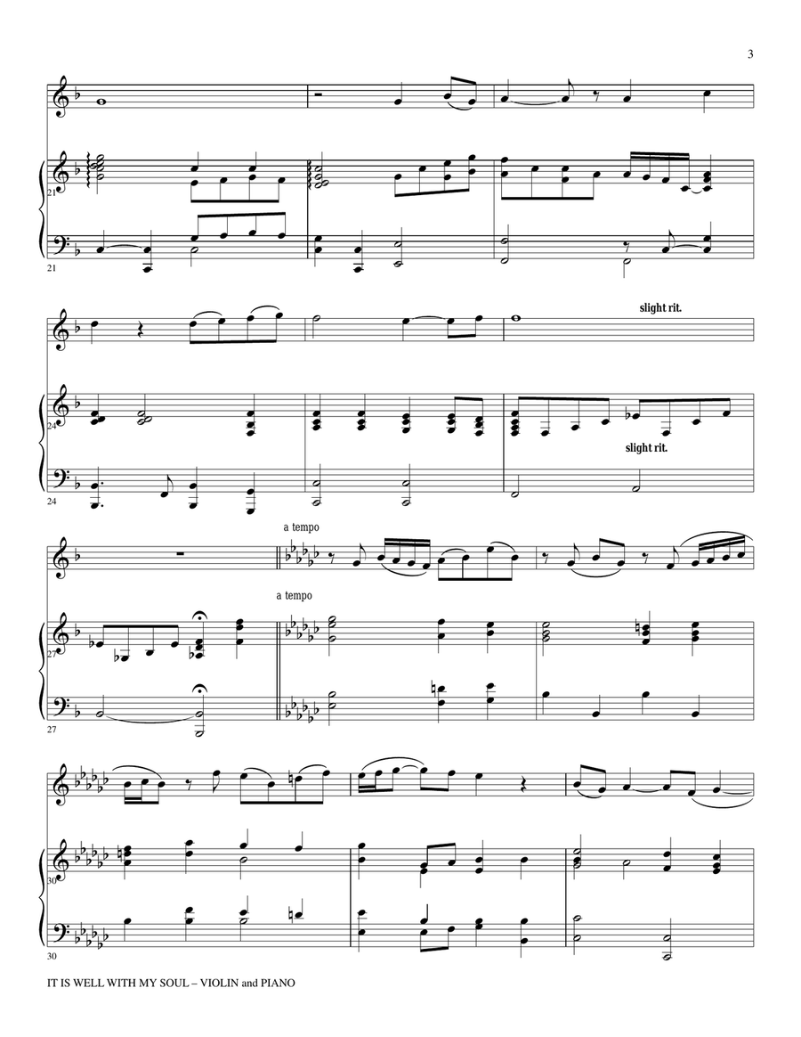 Gary Lanier: 3 BEAUTIFUL HYMNS, Set IV (Duets for Violin & Piano) Violin Solo scores gallery preview page 4