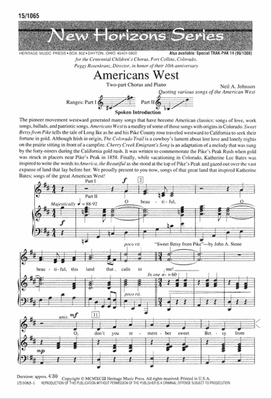 Americans West 2-Part scores gallery preview page 1