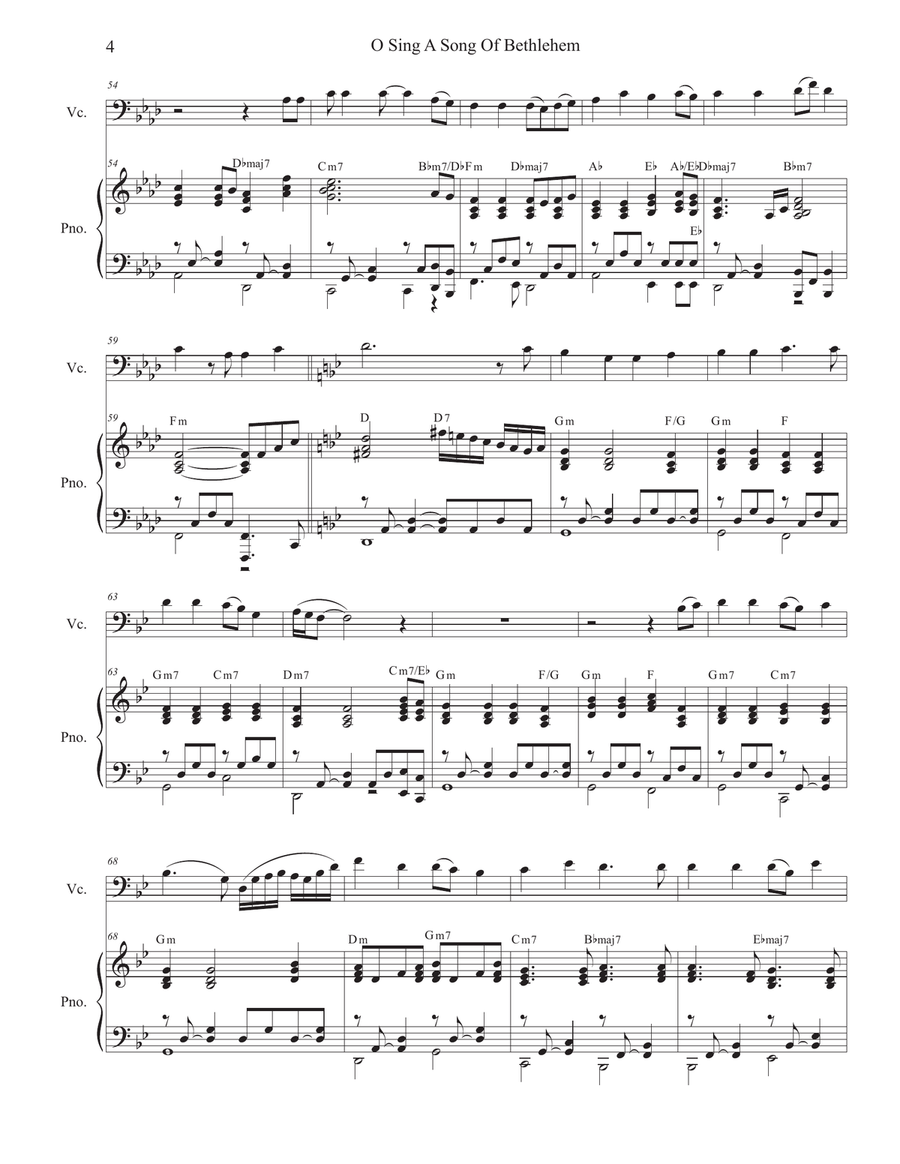 O Sing A Song Of Bethlehem (Cello solo and Piano) Piano scores gallery preview page 5