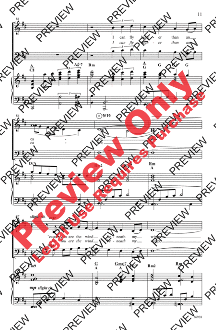 The Wind Beneath My Wings 3-Part scores gallery preview page 11
