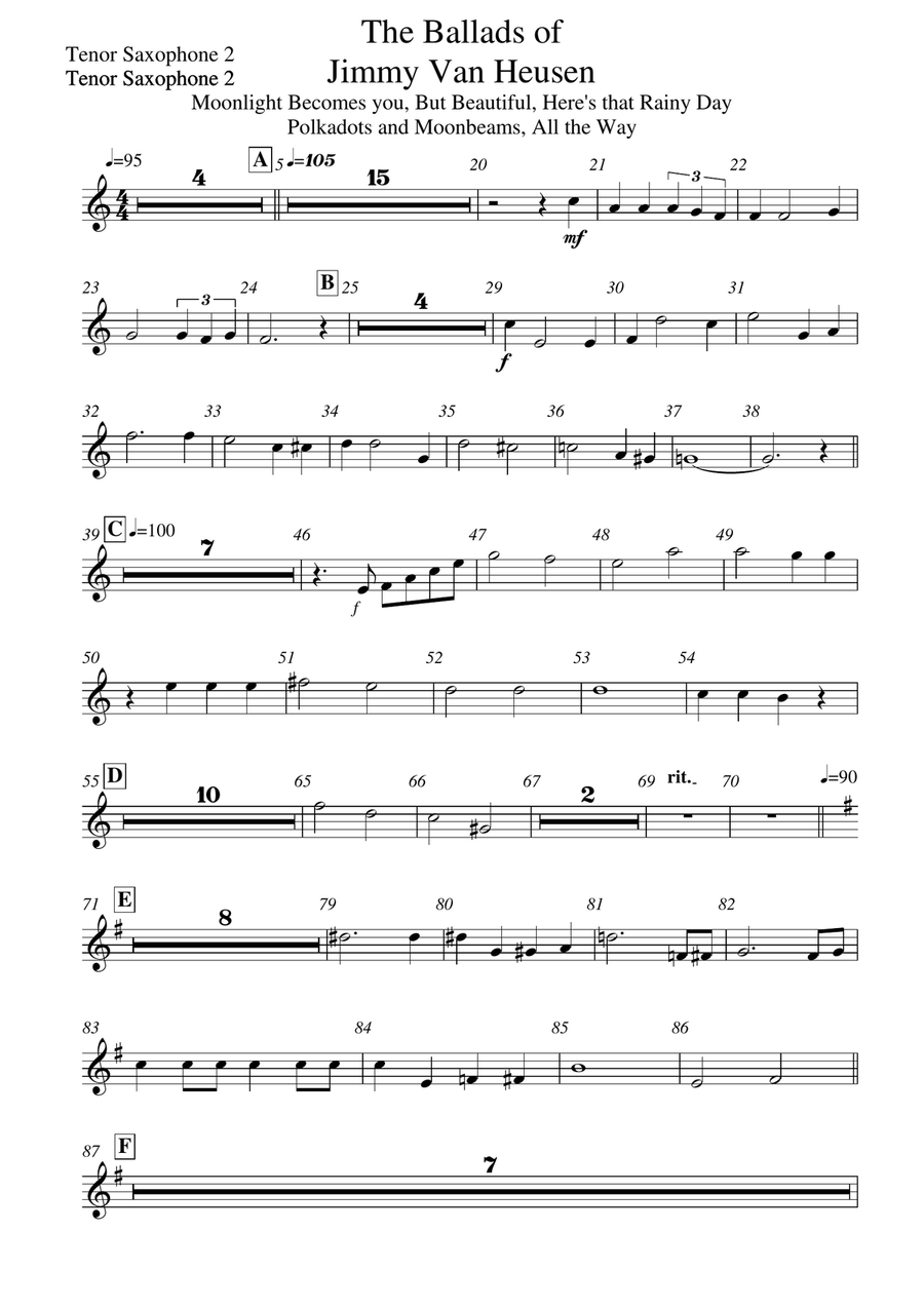 The ballads of Jimmy van Heusen Concert Band scores gallery preview page 1