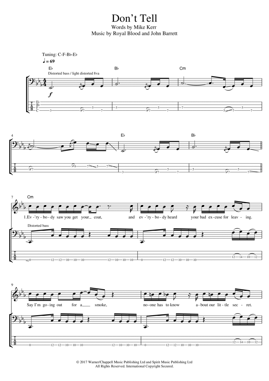Don't Tell Guitar Tablature scores gallery preview page 1
