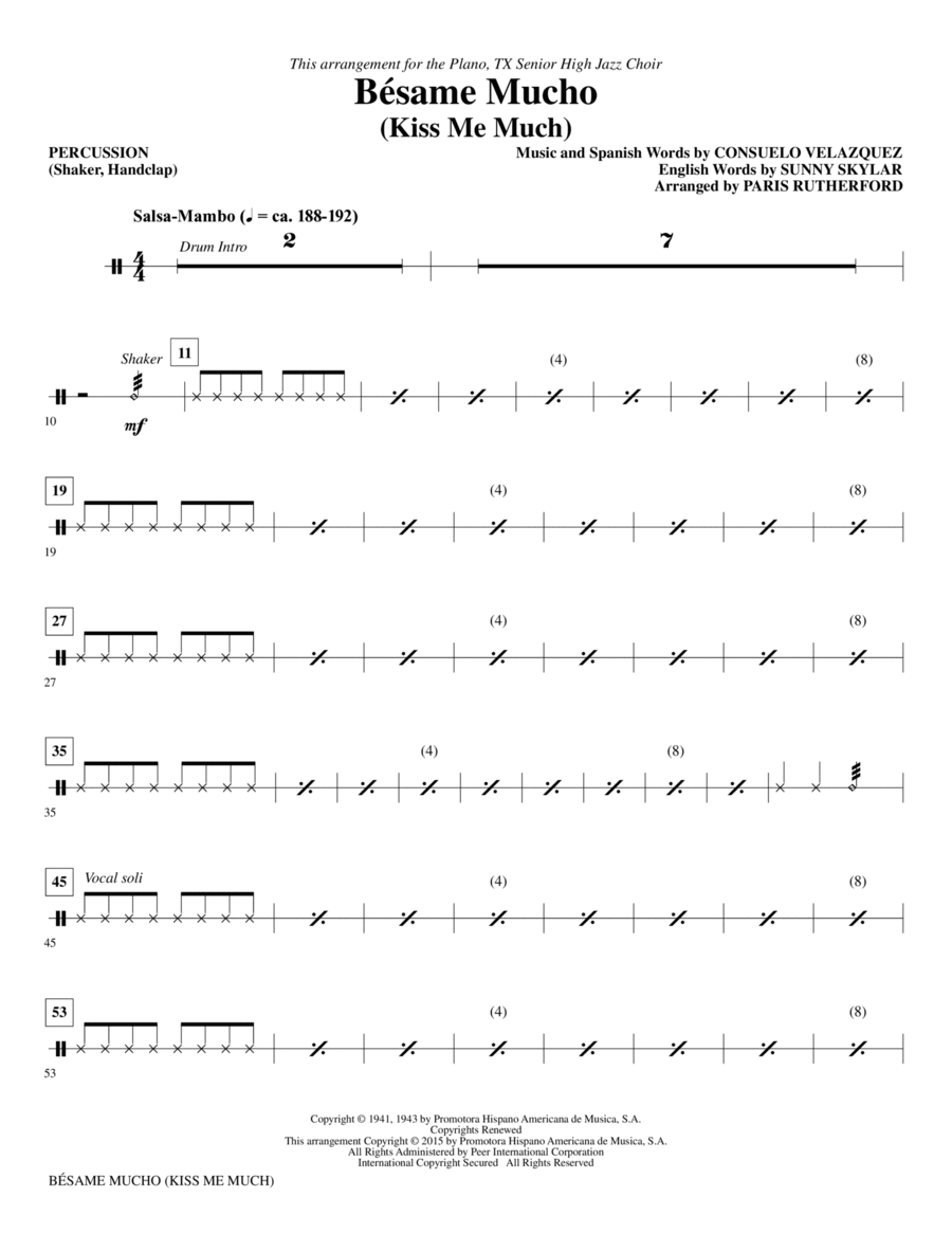 Besame Mucho (Kiss Me Much) - Percussion Choir scores gallery preview page 1