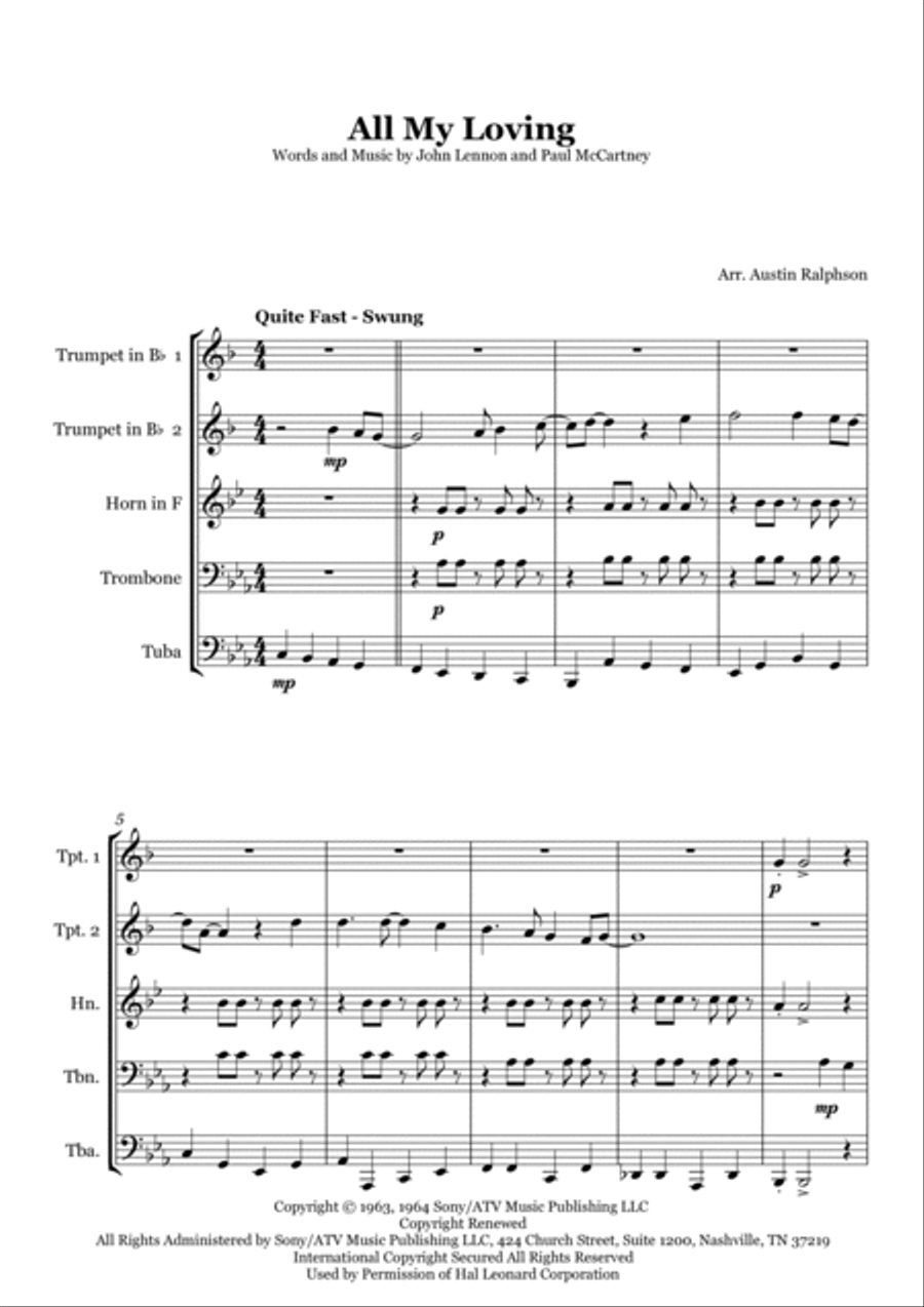All My Loving All My Loving Brass Ensemble scores gallery preview page 5
