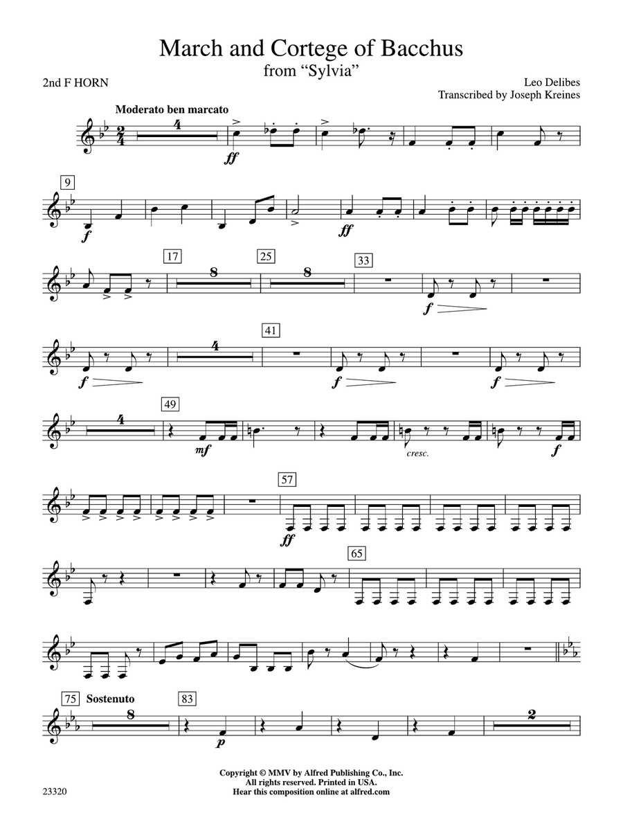 March and Cortege of Bacchus: 2nd F Horn