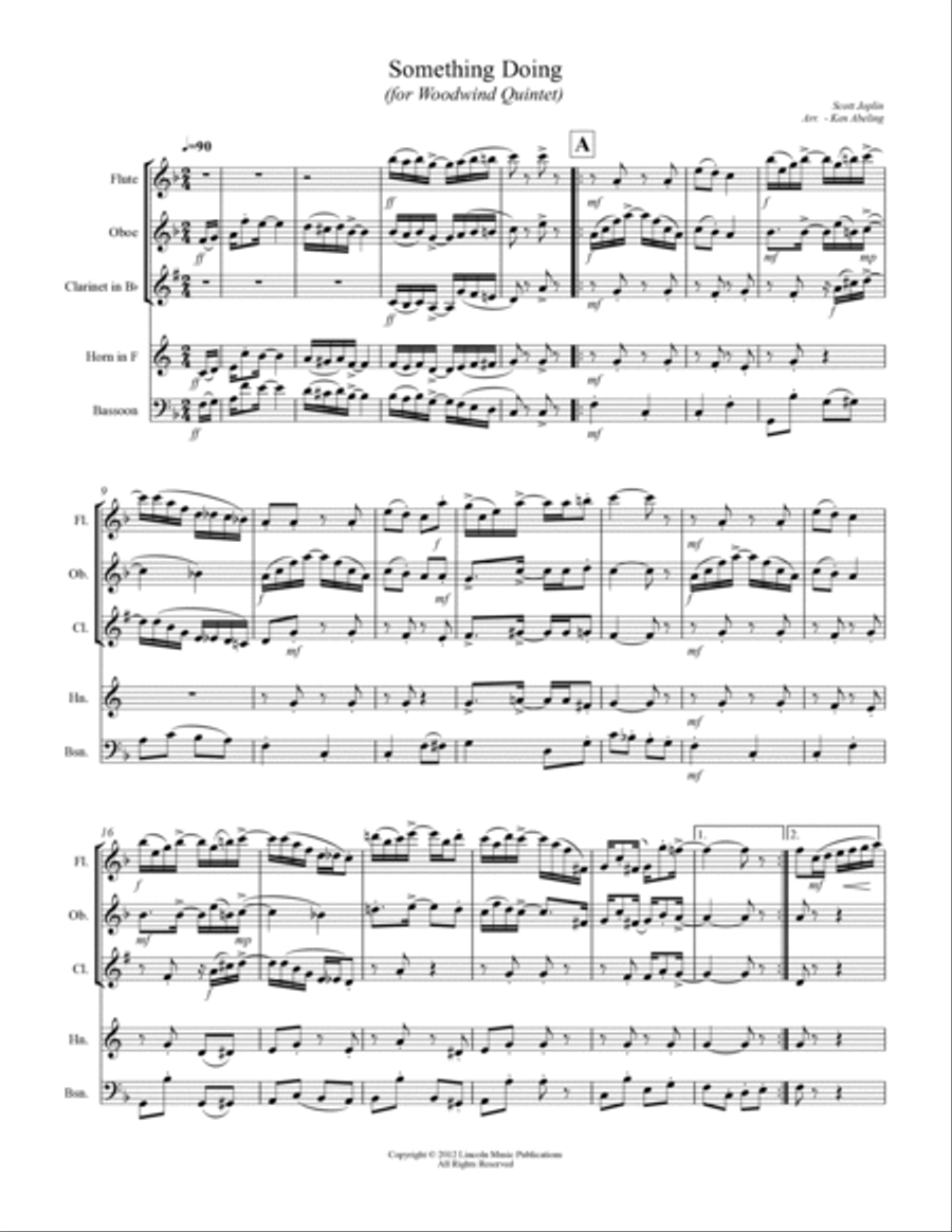 Joplin - “Something Doing” (for Woodwind Quintet) Woodwind Quintet scores gallery preview page 2