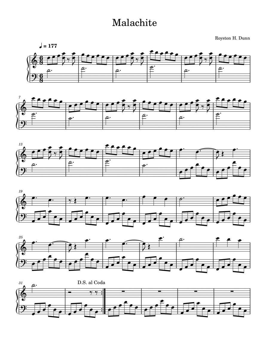 Malachite Piano Solo scores gallery preview page 1