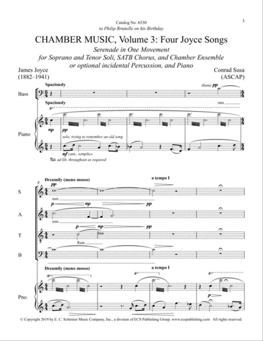 Chamber Music, Volume 3: Four Joyce Songs: Serenade in One Movement 4-Part scores gallery preview page 3