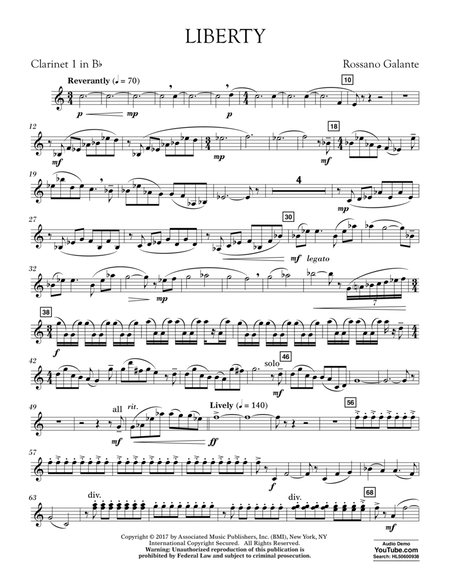 Liberty - Clarinet 1 in Bb by Rossano Galante Clarinet - Digital Sheet Music