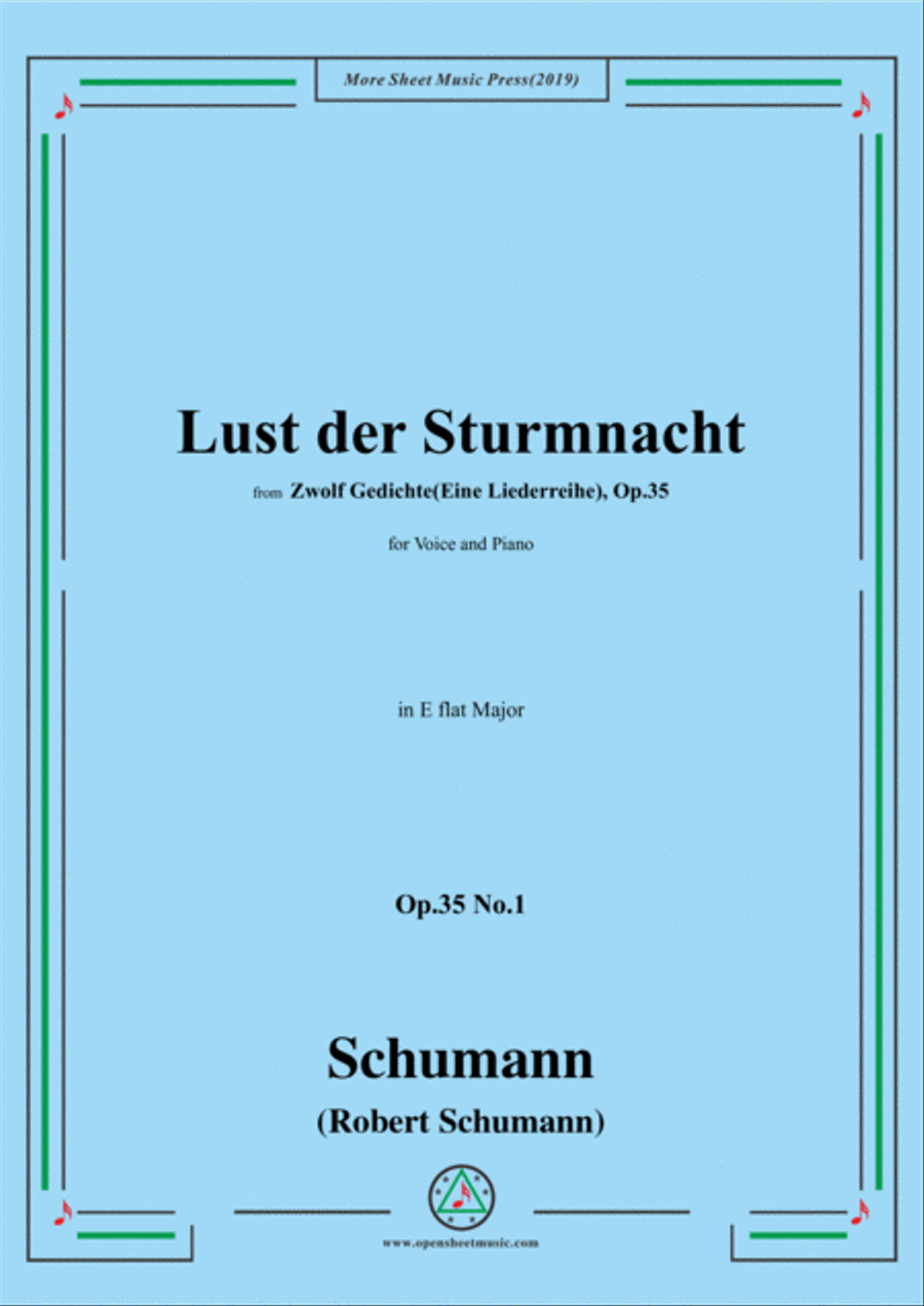 Schumann-Lust der Sturmnacht,Op.35 No.1 in E flat Major,for Voice and Piano Voice Solo scores gallery preview page 1