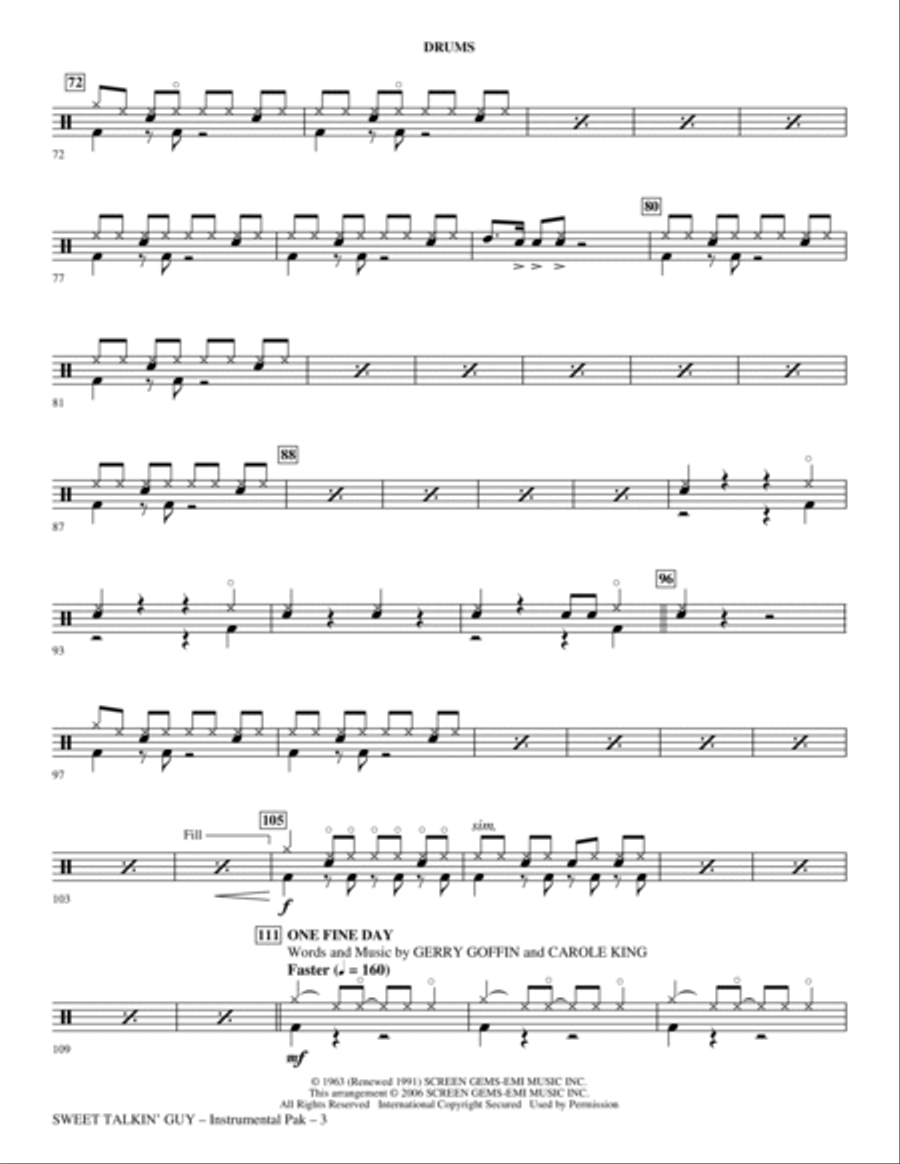 Sweet Talkin' Guy - Music Of The Chiffons (Medley) - Drums Choir scores gallery preview page 3