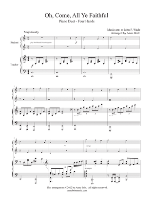 Oh, Come, All Ye Faithful (late elementary student/teacher piano duet)