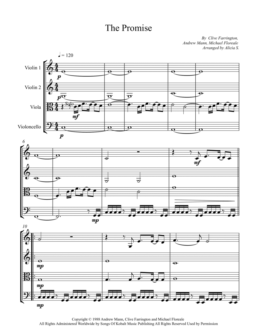 The Promise String Quartet scores gallery preview page 1