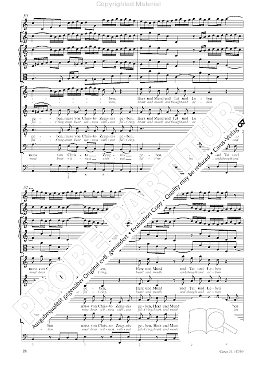 Heart and mouth and thought and action (Herz und Mund und Tat und Leben) (Herz und Mund und Tat und Leben) 4-Part scores gallery preview page 20