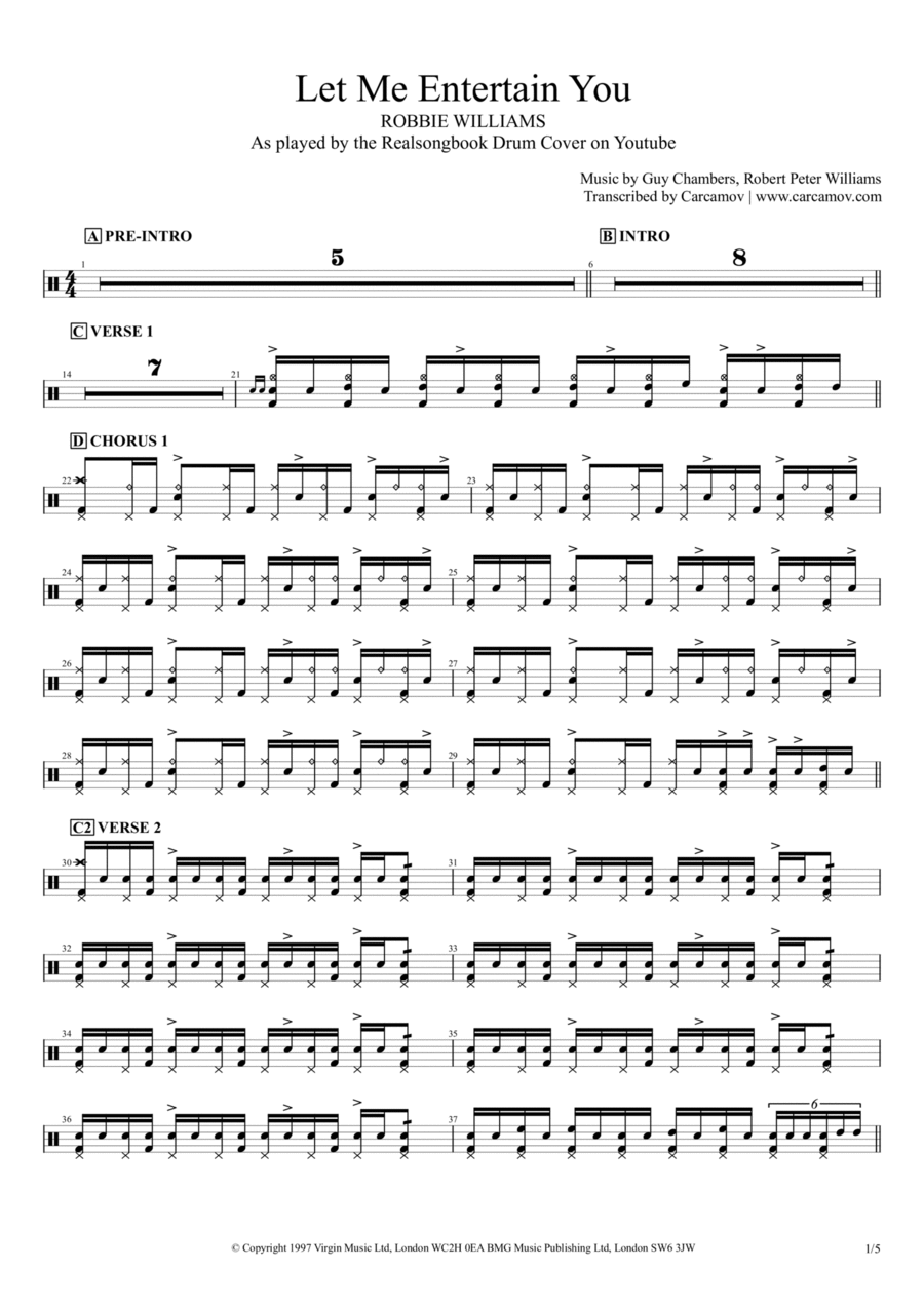 Let Me Entertain You Let Me Entertain You Drum Set scores gallery preview page 1