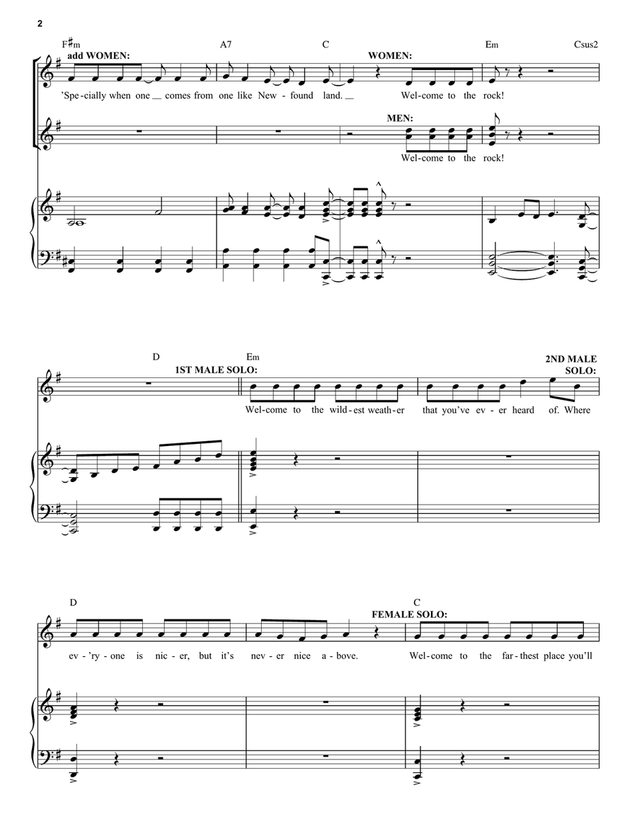 Welcome To The Rock (from Come from Away) Piano, Vocal scores gallery preview page 2