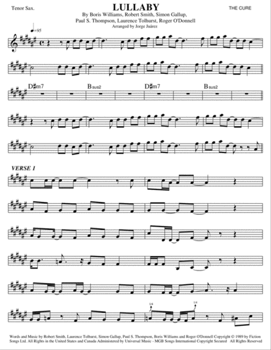 Lullaby Tenor Saxophone scores gallery preview page 1