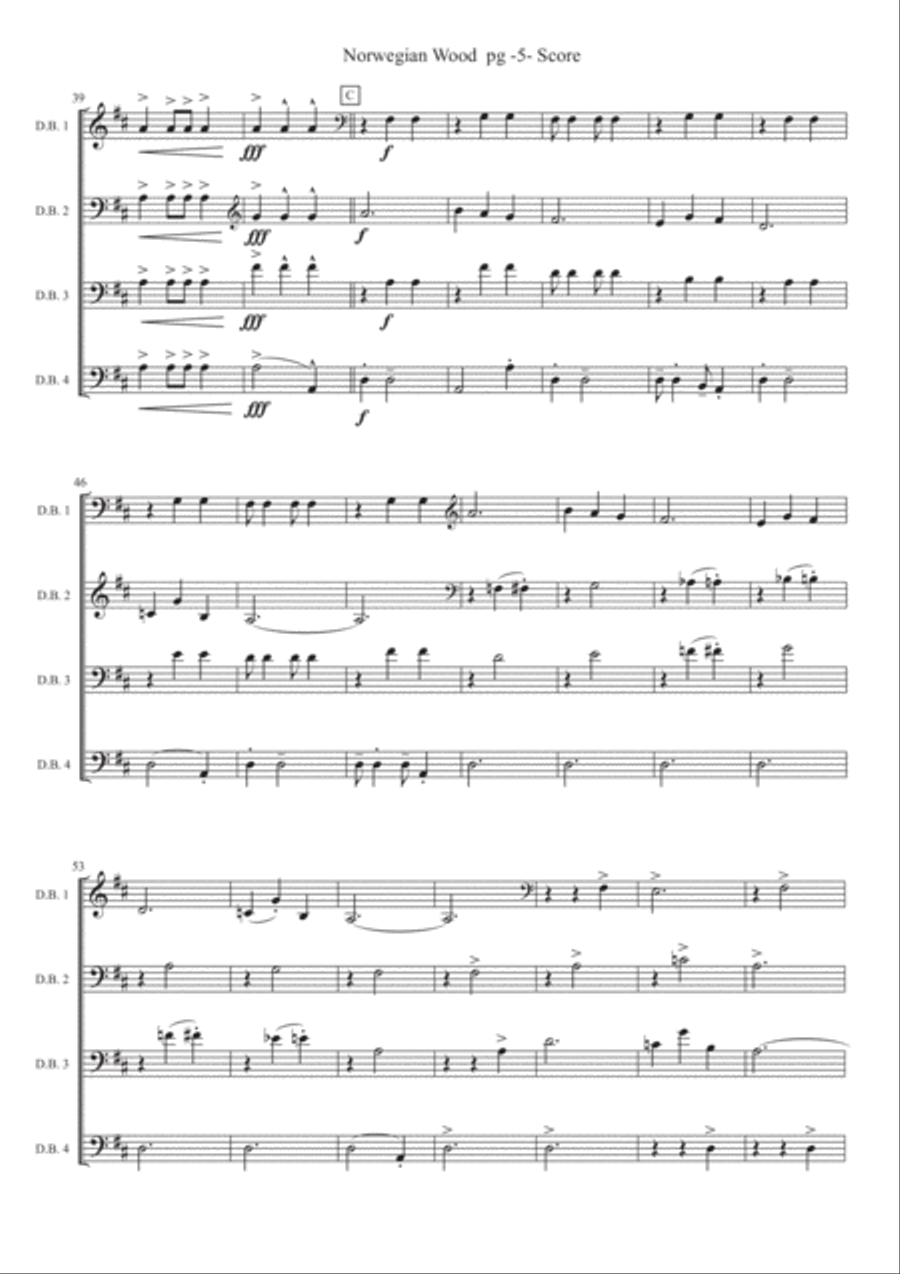 Norwegian Wood (this Bird Has Flown) String Quartet scores gallery preview page 5
