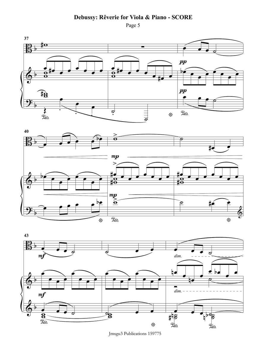 Debussy: Reverie for Viola & Piano Viola scores gallery preview page 5