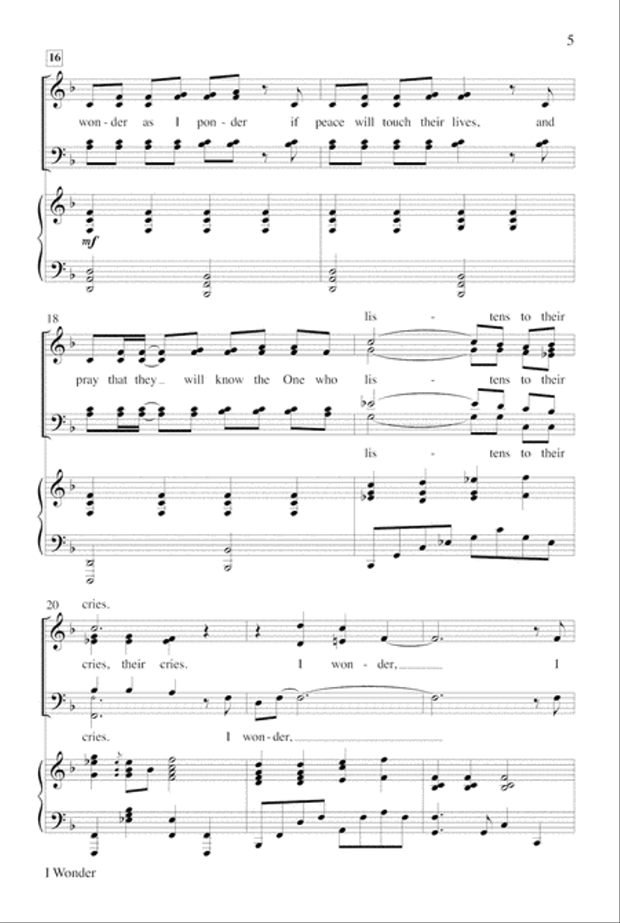 I Wonder Unison Choir scores gallery preview page 5