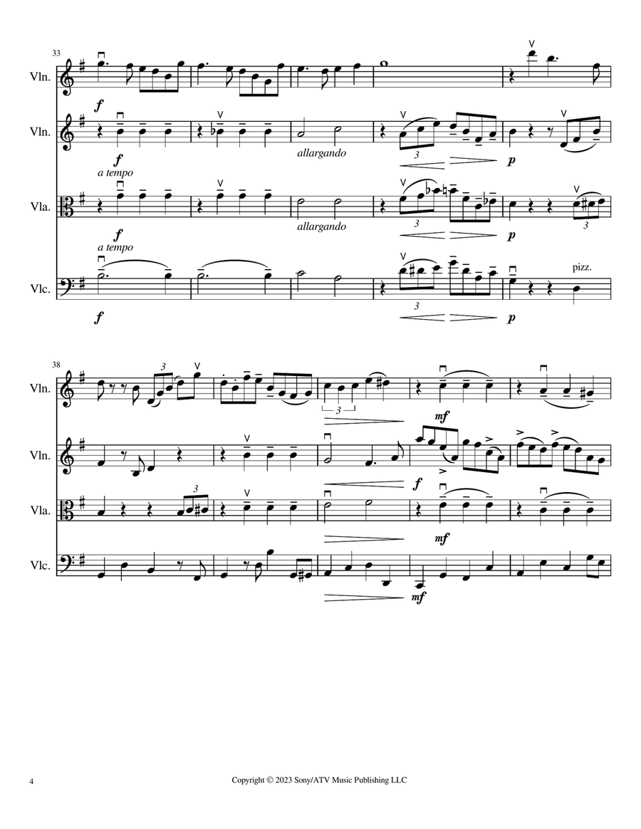 La Vie En Rose String Quartet scores gallery preview page 4