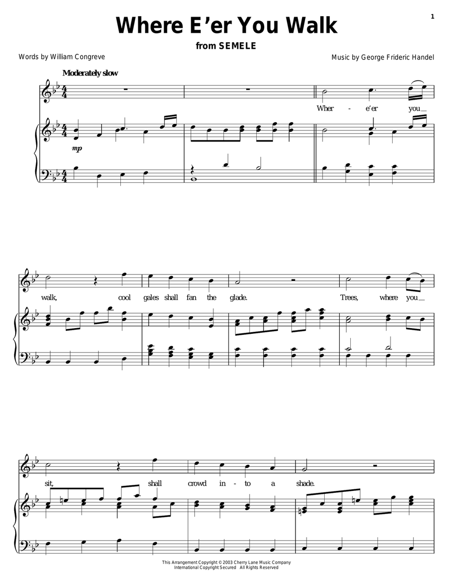Where E'er You Walk (Handel) Piano Solo scores gallery preview page 1