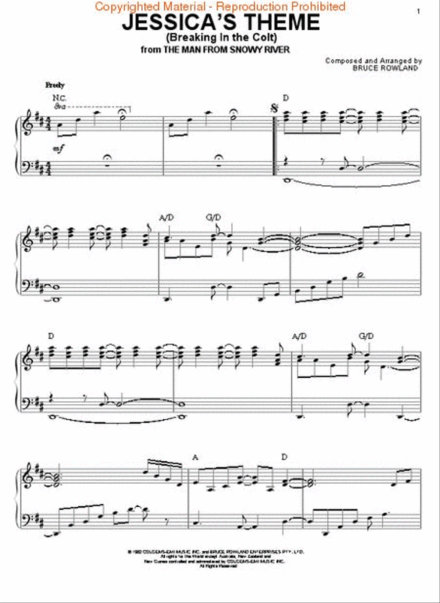 The Man From Snowy River/Jessica's Theme Piano, Vocal, Guitar scores gallery preview page 2