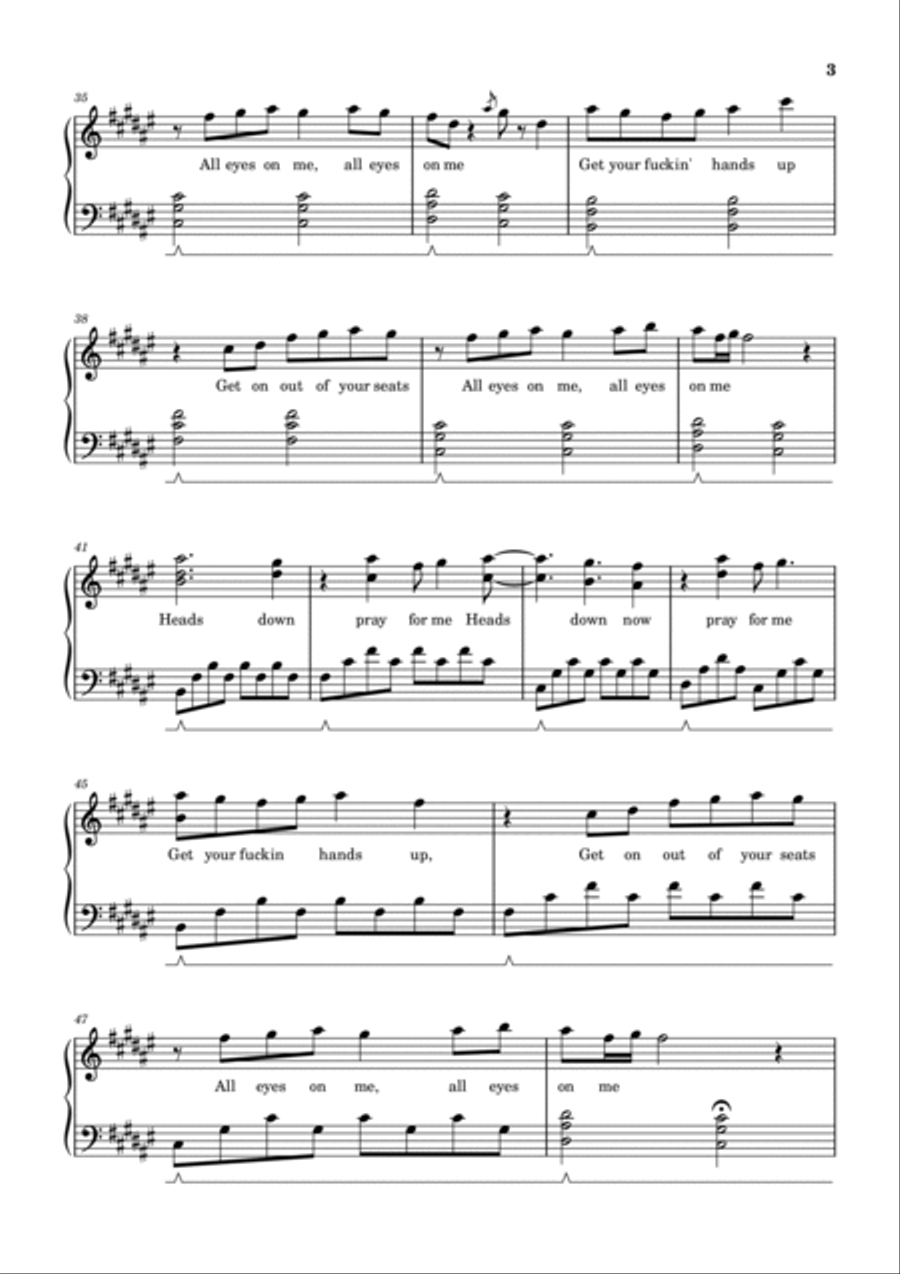 All Eyes On Me Piano Solo scores gallery preview page 3
