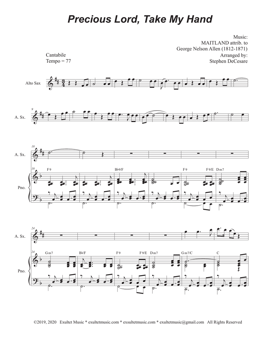 Precious Lord, Take My Hand (Alto Saxophone and Piano) Alto Saxophone scores gallery preview page 2