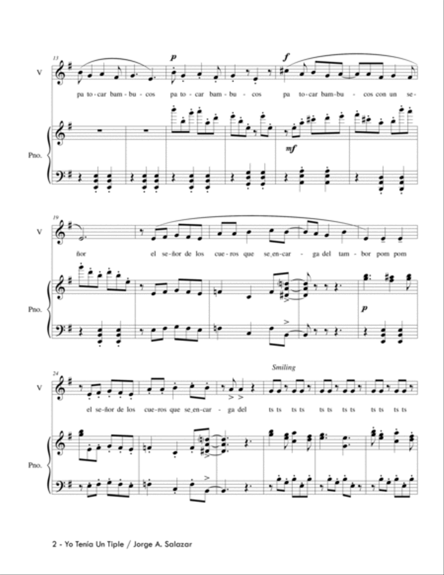 Yo Tenía Un Tiple Unison Choir scores gallery preview page 4