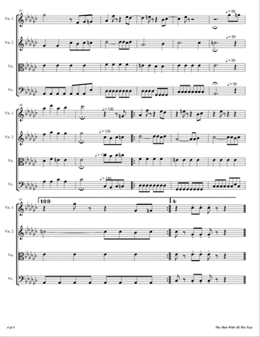 Man With All The Toys, The String Quartet scores gallery preview page 5