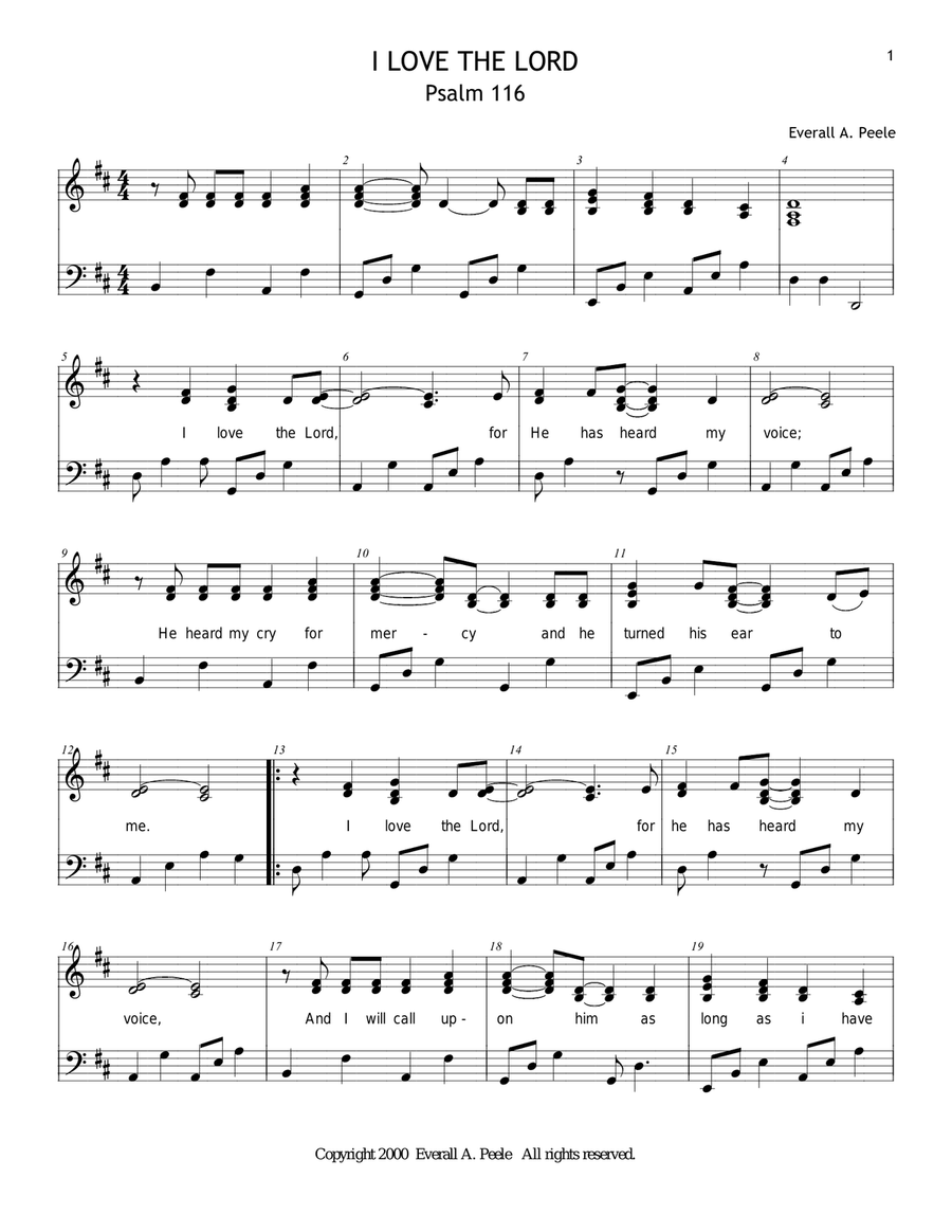 I Love the Lord (Psalm 116) Piano, Vocal scores gallery preview page 1