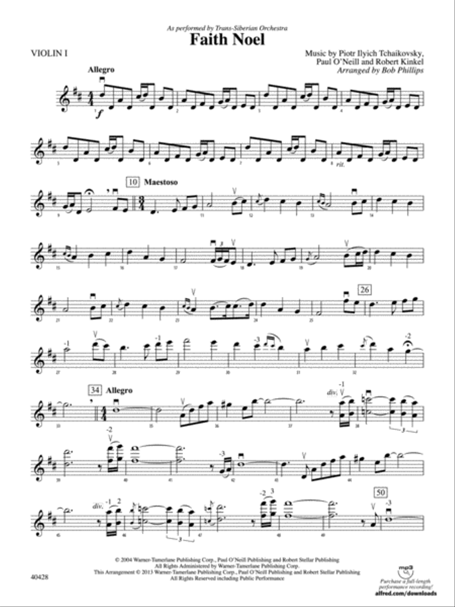 Faith Noel: 1st Violin Faith Noel: 1st Violin String Orchestra scores gallery preview page 1