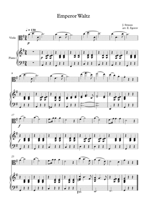 Emperor Waltz, Johann Strauss Jr., For Viola & Piano