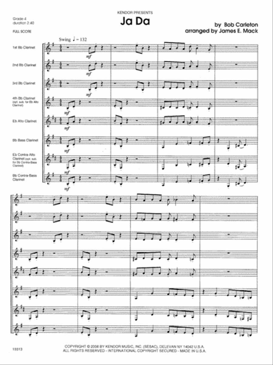 Ja Da Ja Da B-Flat Clarinet scores gallery preview page 2