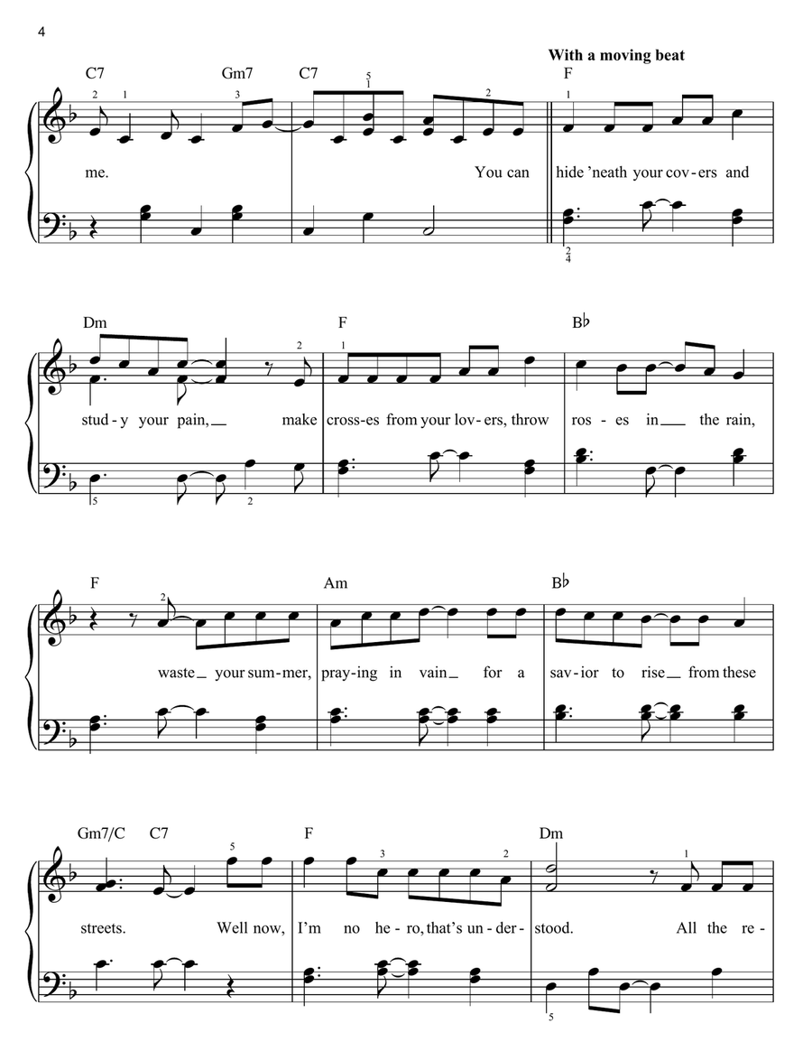Thunder Road Easy Piano scores gallery preview page 4