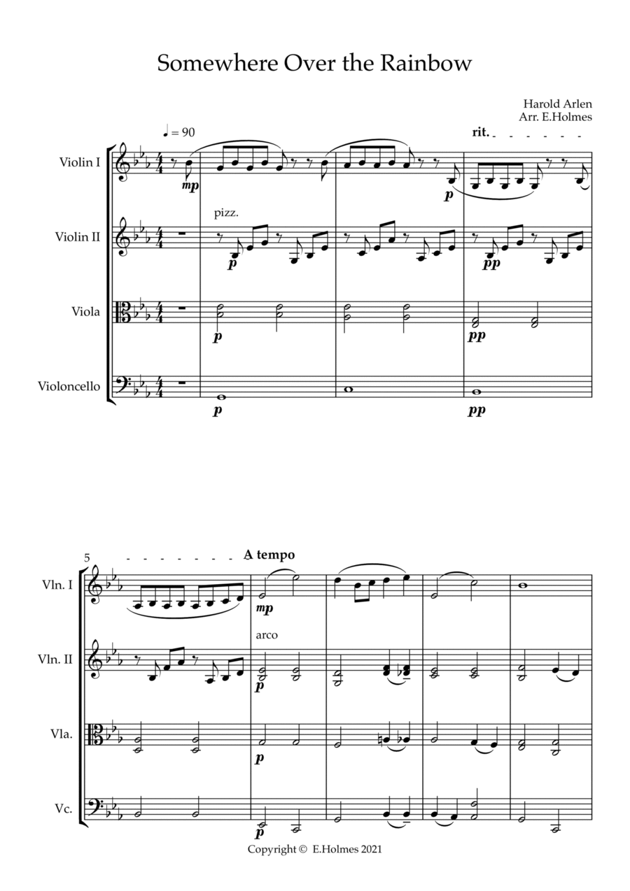 Over The Rainbow String Quartet scores gallery preview page 1