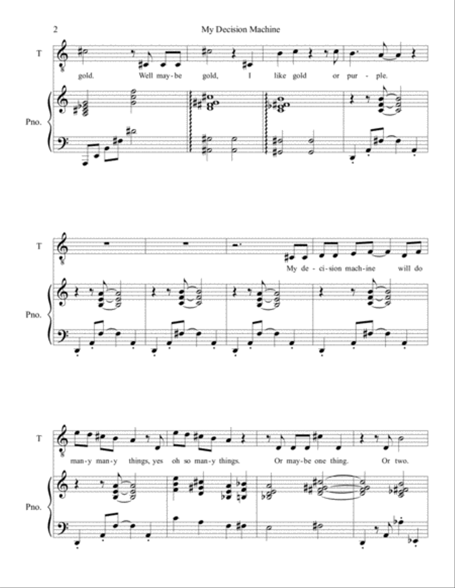 My Decision Machine Tenor Voice scores gallery preview page 2