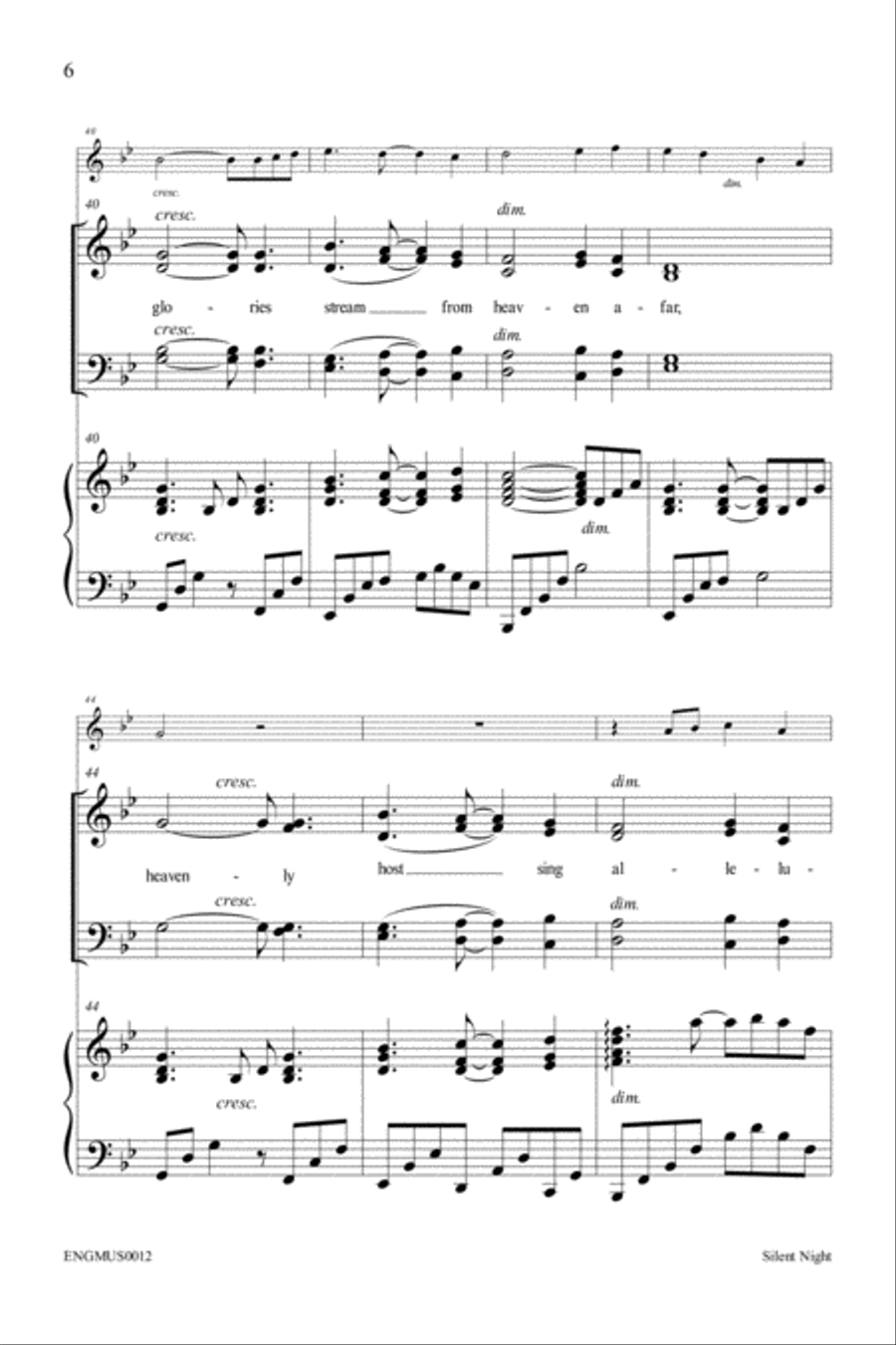 Silent Night - SATB with Piano, Optional Solo and C Instrument. 4-Part scores gallery preview page 6