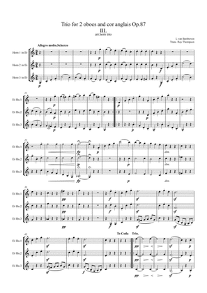 Beethoven: Wind Trio in C Major Op.87 Mvt.III Menuetto and Trio - horn trio