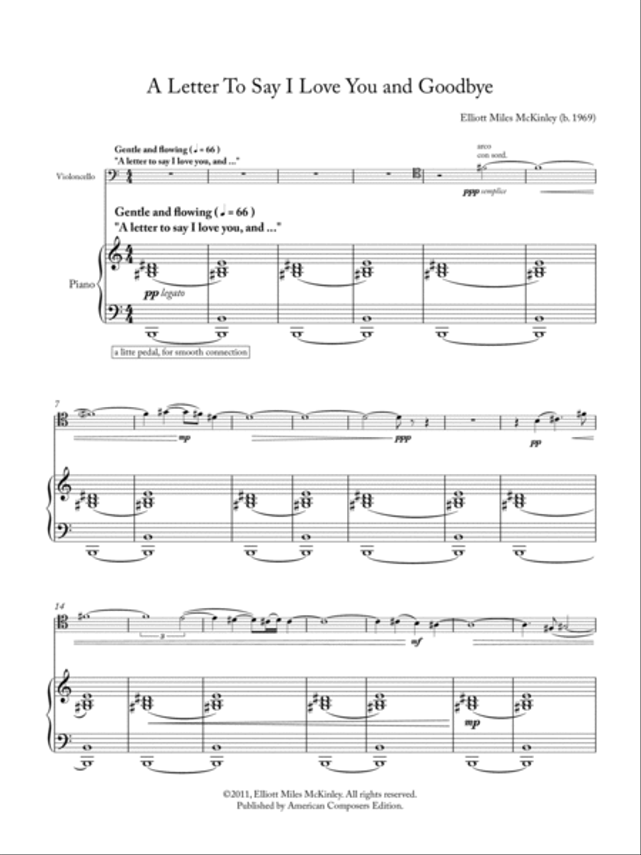 [McKinley] A Letter to Say I Love You and Goodbye... Piano scores gallery preview page 3