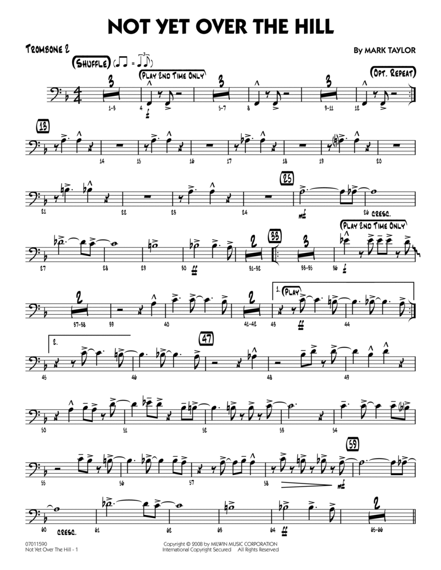 Not Yet Over the Hill - Trombone 2 Trombone scores gallery preview page 1