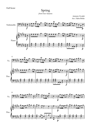 Spring (from Four Seasons of Antonio Vivaldi) for Cello Solo and Piano Accompaniment