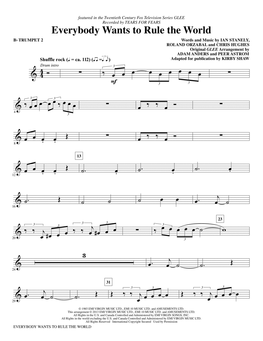 Everybody Wants to Rule the World - Bb Trumpet 2 Choir scores gallery preview page 1