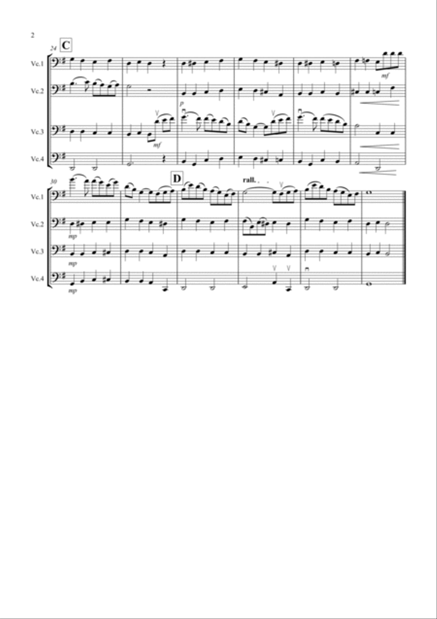 Danny Boy for Cello Quartet Cello Solo scores gallery preview page 2