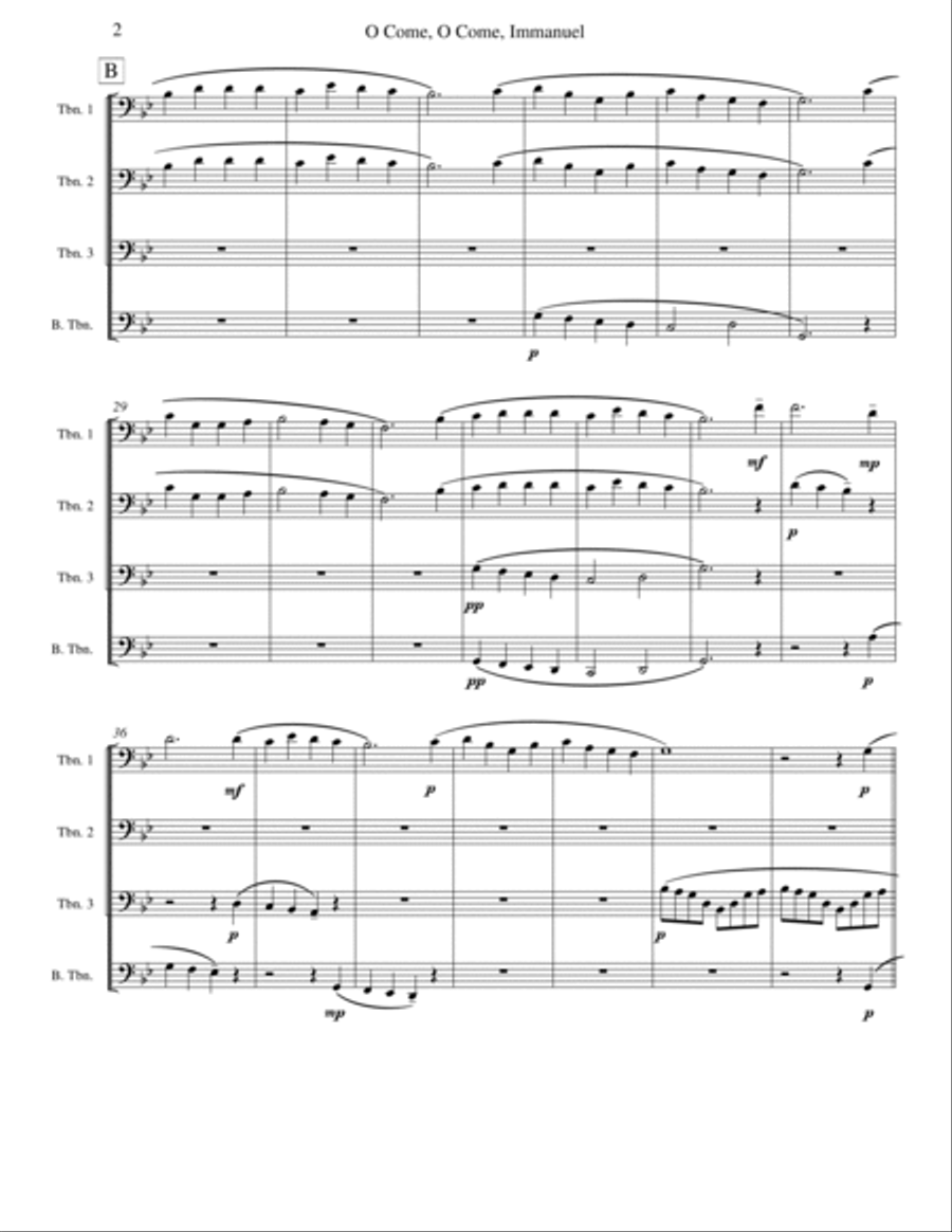 O Come, O Come, Immanuel (Emmanuel) - Trombone Quartet Brass Quartet scores gallery preview page 2